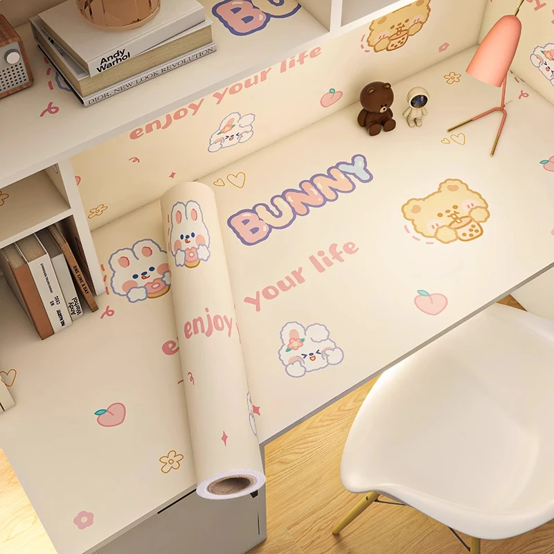 宿舍加厚书桌桌面贴纸翻新防水防油学习桌子桌贴贴膜布置卡通自粘