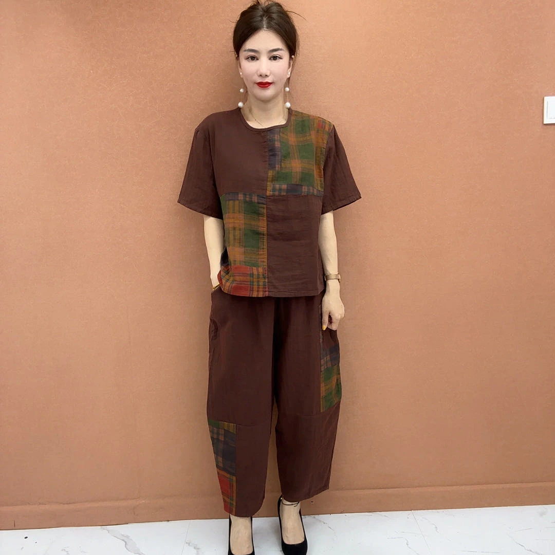 CC时尚宽松棉麻面料两件套