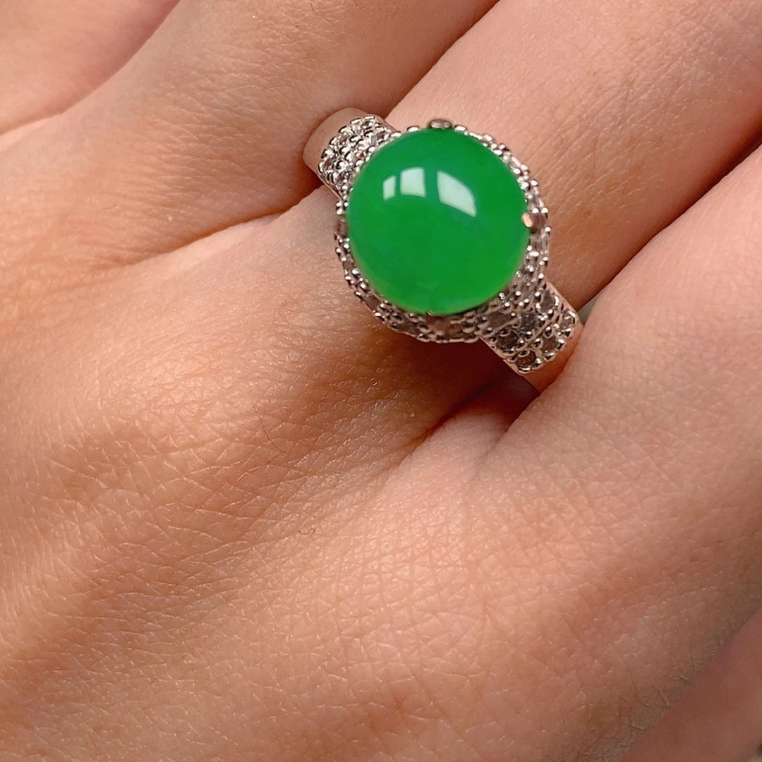 翡翠戒指未镶嵌甜阳绿