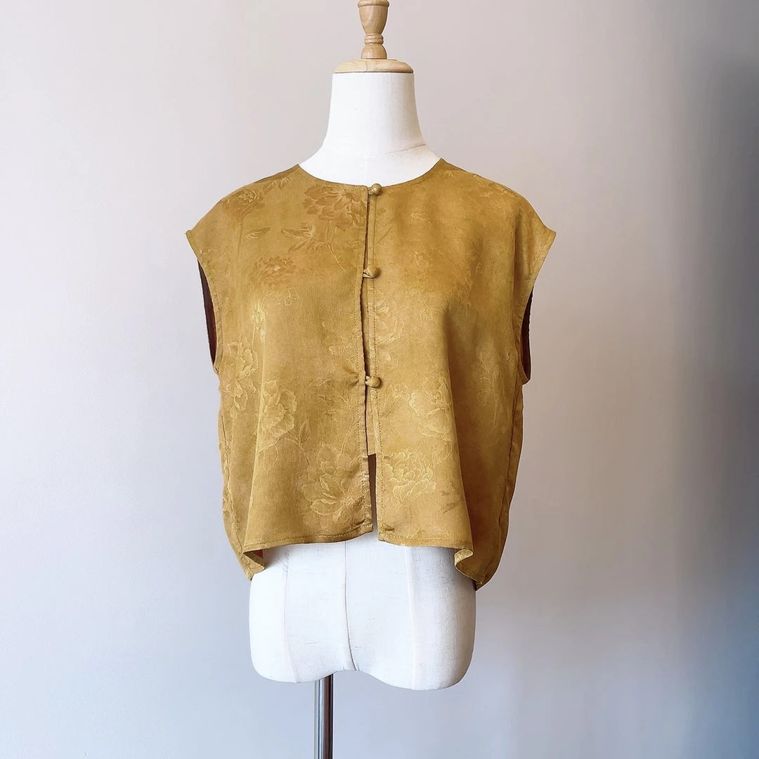 真丝上衣女夏季100%桑蚕丝香云纱全罗莨纱背心开衫马甲2025新款