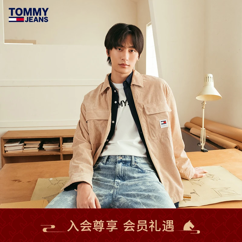 【灯芯绒】Tommy秋冬男美式潮流复古工装风翻领宽松衬衫外套19515