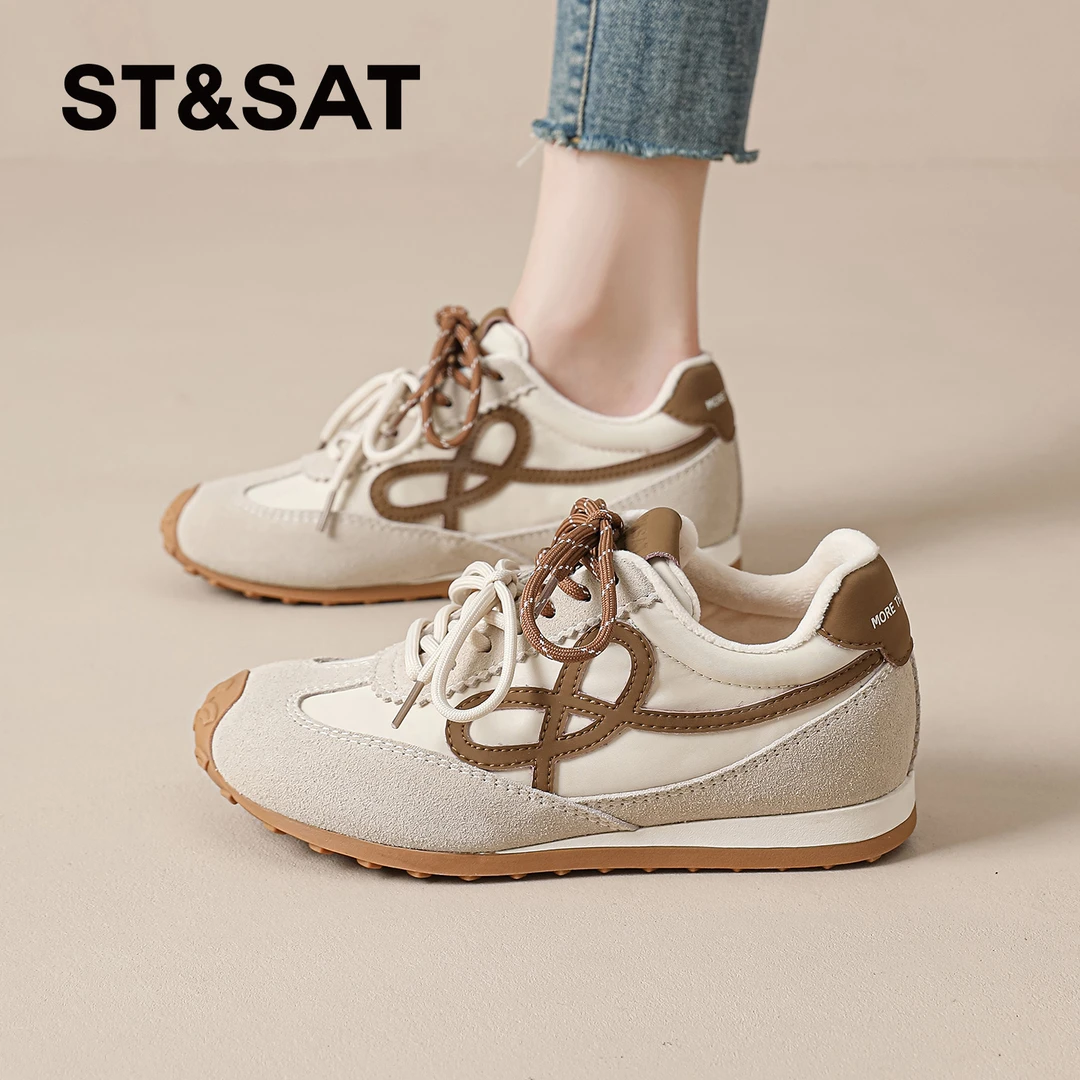 星期六内增高德训鞋女款2025新款冬季加绒时尚休闲鞋软底阿甘鞋爆