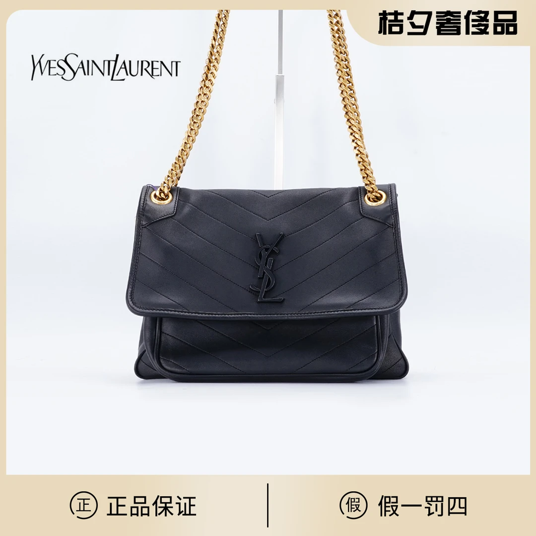 95新 YSL/圣罗兰 【一号店】niki中号D扣 黑色/BG22018430