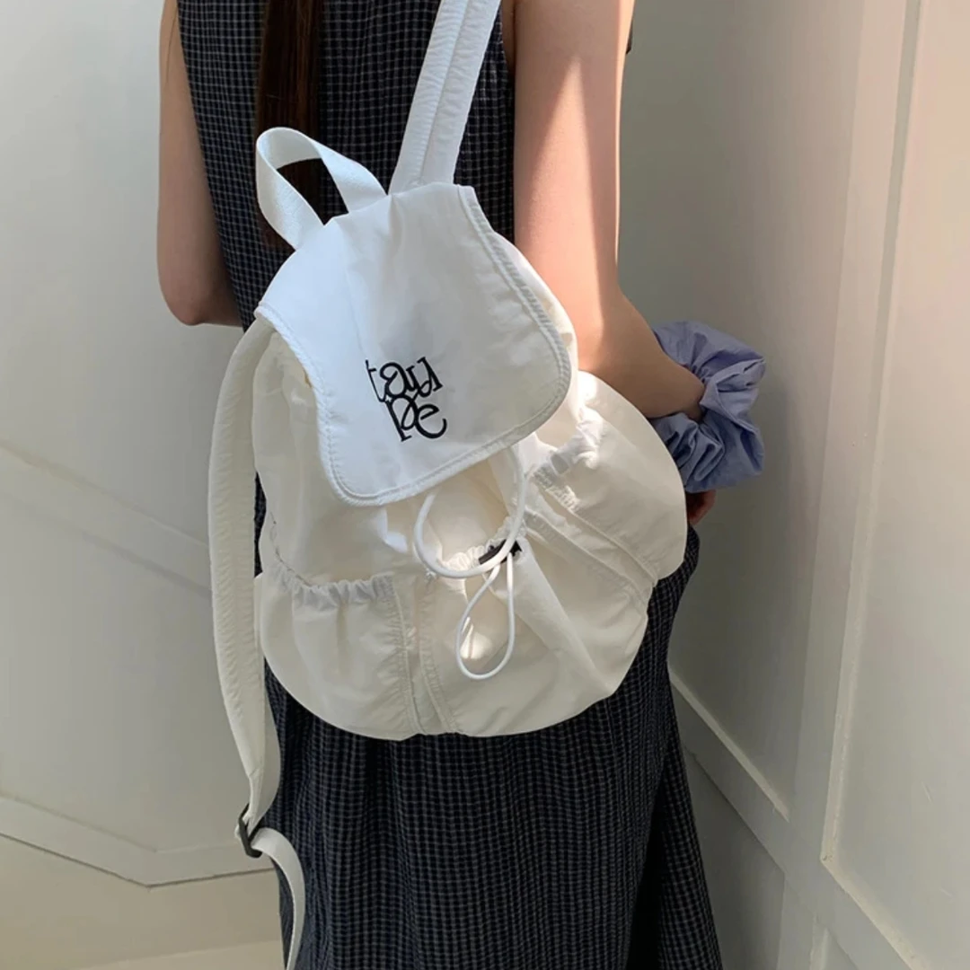 2025夏季新款双肩包学生韩版纯色慵懒风休闲包小众旅行户外大容量
