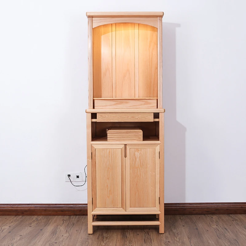 梵泽福实木简约白蜡木带门立柜家用现代桌子实木经济型