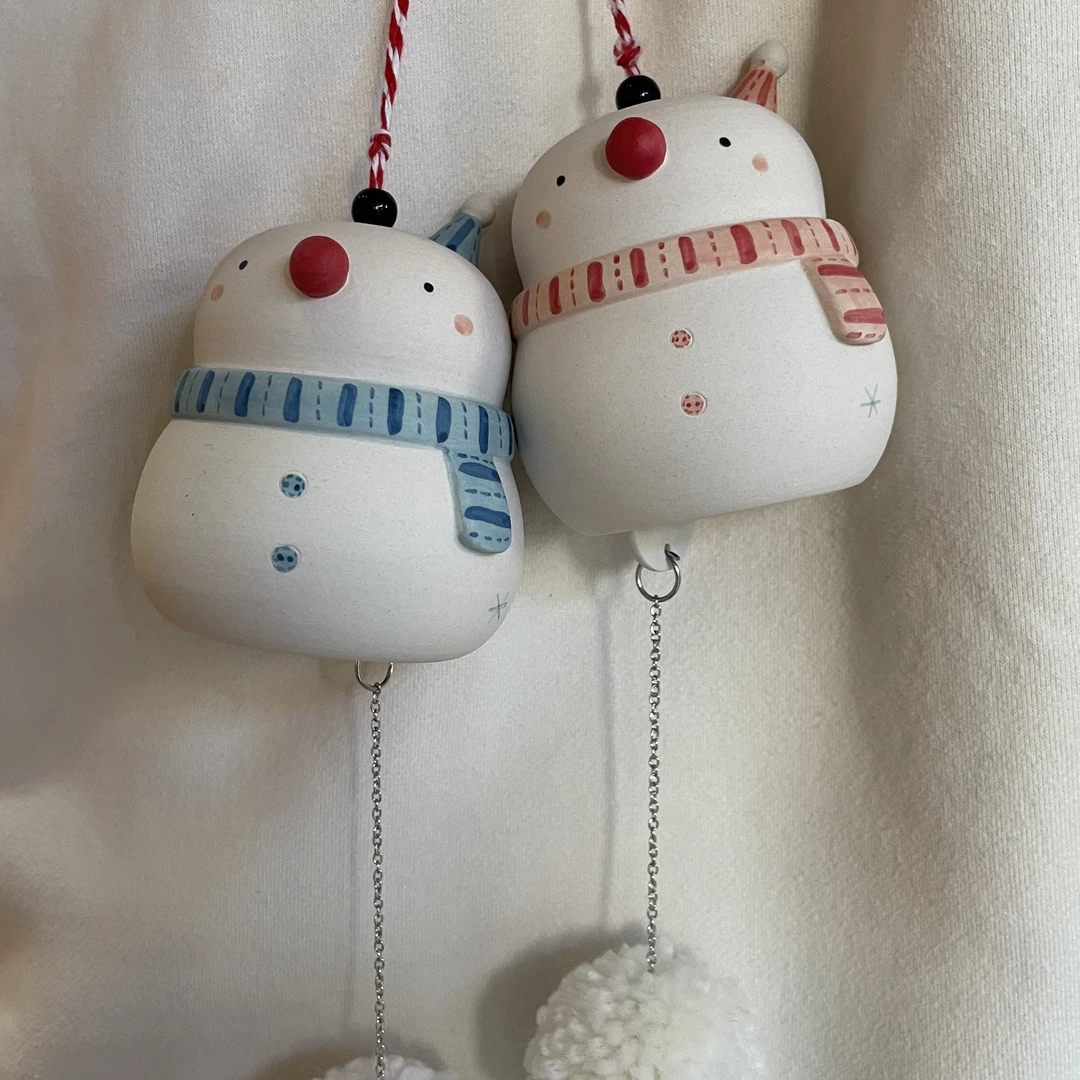 陶艺雪人风铃挂饰创意精致家居装饰冬日礼物