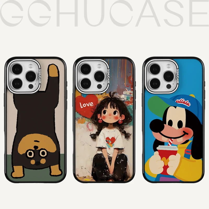 乖乖虎原创套边涂鸦女孩适用苹果iPhone16promax/15全包14手机壳