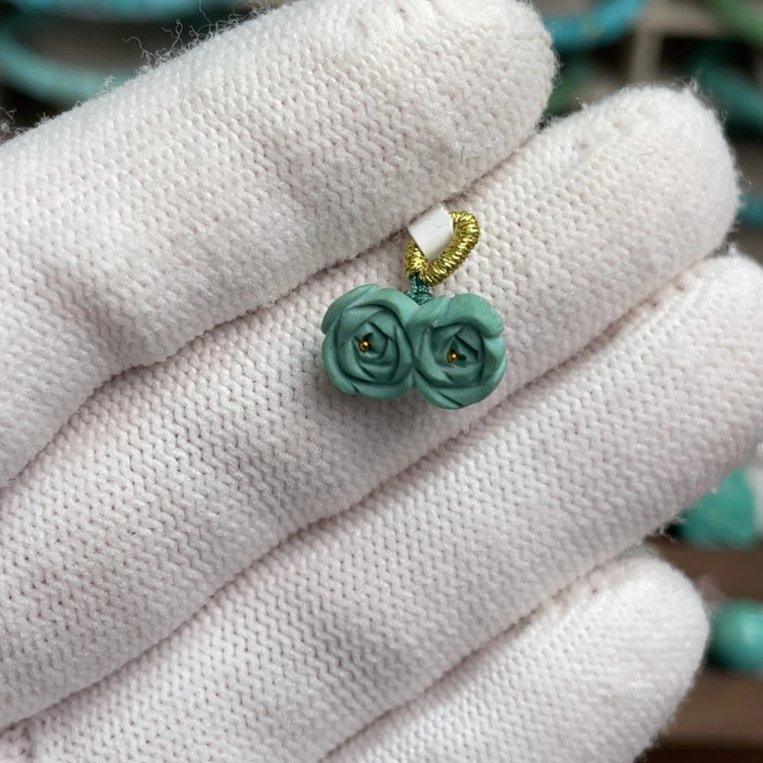 绿松石未镶嵌菜籽黄玫瑰花