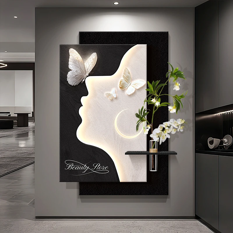 简约抽象玄关装饰画现代轻奢入户正对门走廊高级感新款抽象壁画