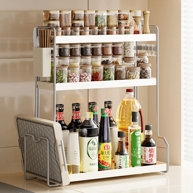 捷安玺置物架厨房多功能调料品多层收纳架家用调味品盐不锈钢架子