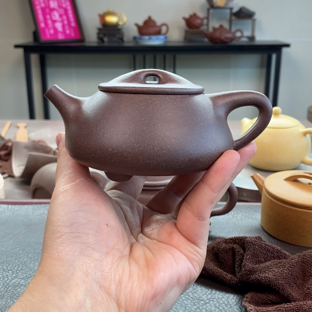茶壶紫砂千禧紫泥满瓢220cc精工半手
