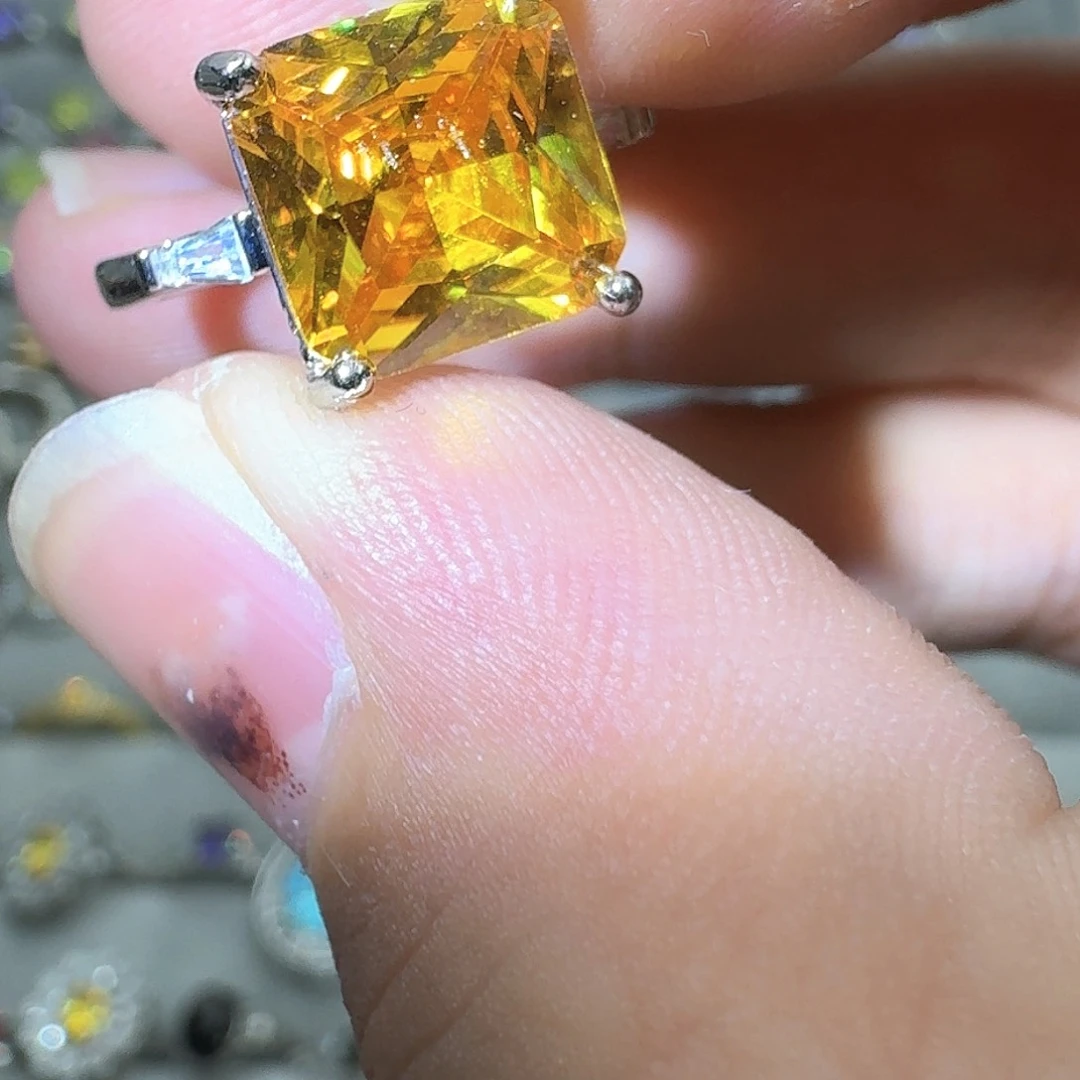 托帕石戒指银S925镶嵌