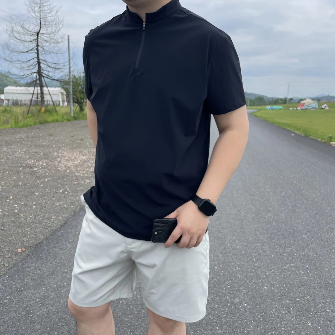 【UPF50➕】汗多穿这件！吸湿排汗半拉链设计户外男士速干短袖