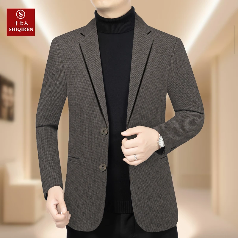 【新款西服】十七人男士西装外套百搭上衣中年爸爸装西装单件新品