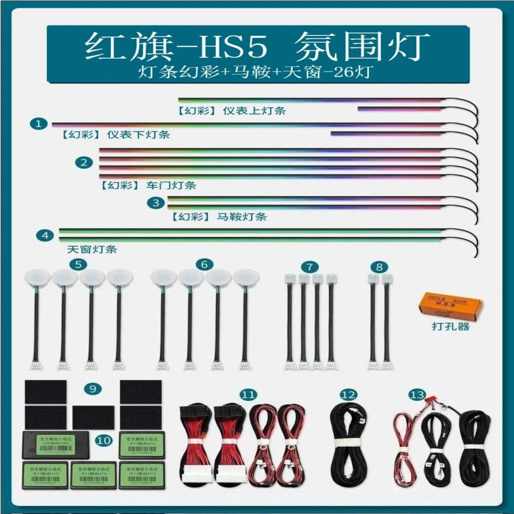 适用于23-25款红旗HS5专用氛围灯主动式动态光影屏控音乐律动幻彩