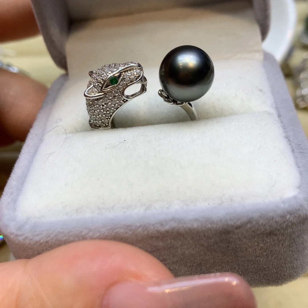 银S925镶嵌戒指海水珍珠