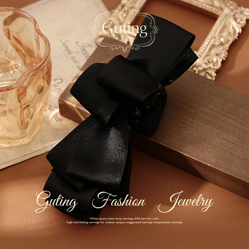 3314黑色蝴蝶结抓夹女高级感2025新款夹子头发后脑勺头饰漂亮发饰