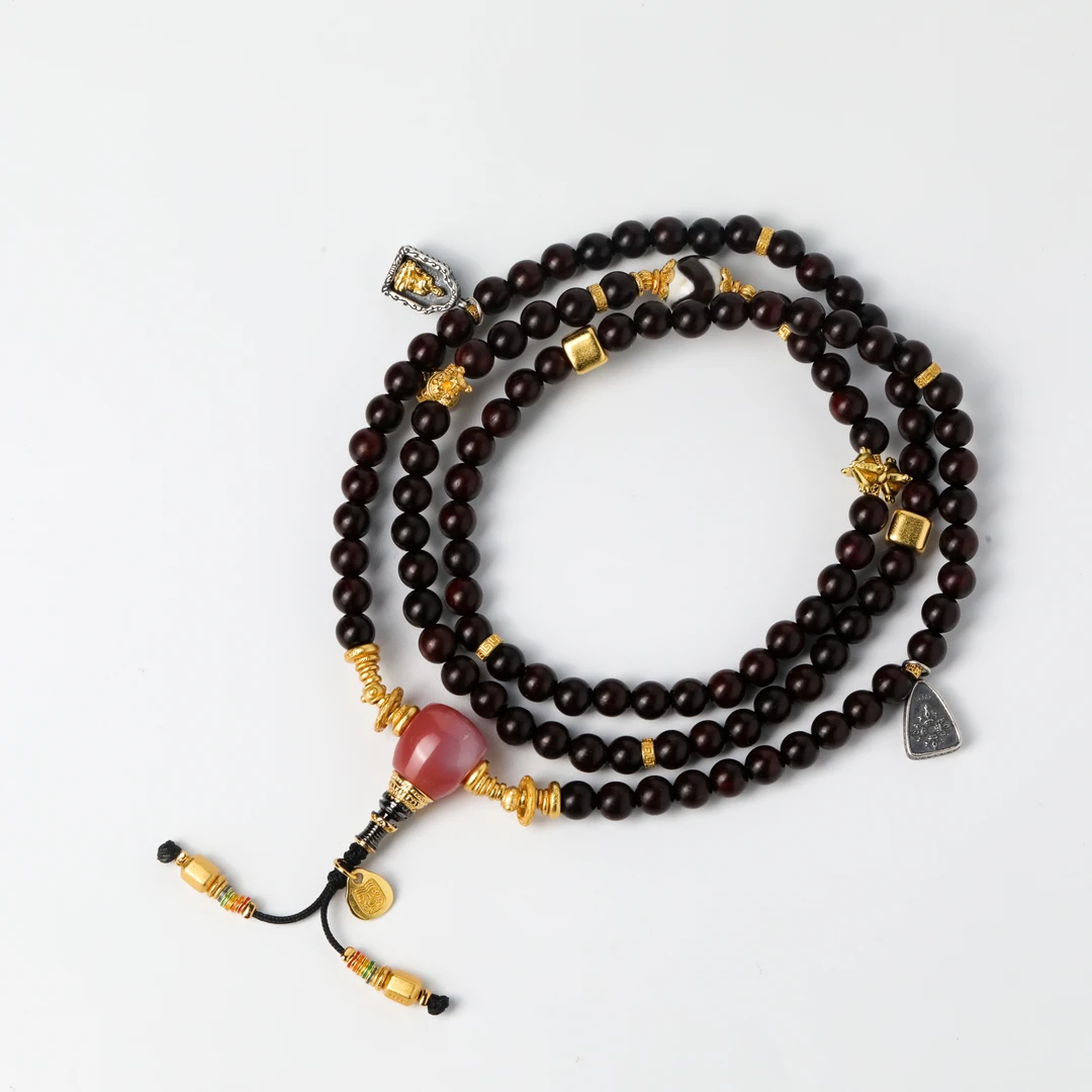 [迟锐精选]小叶紫檀圆珠配药师黄财神108手盘串文玩配饰MTLW-38