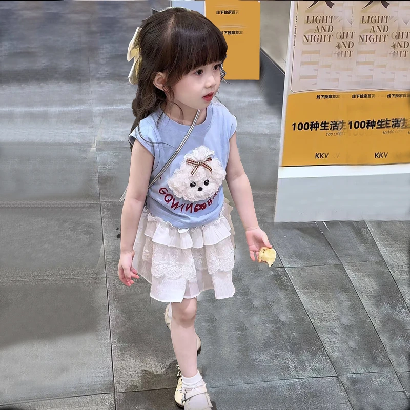 女童套装韩式俏皮2025夏季新款女孩卡通夏装女宝洋气时髦两件套潮