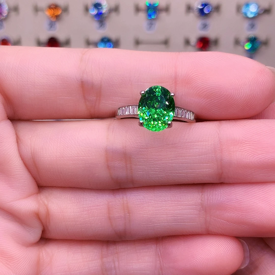 银S925镶嵌戒指碧玺