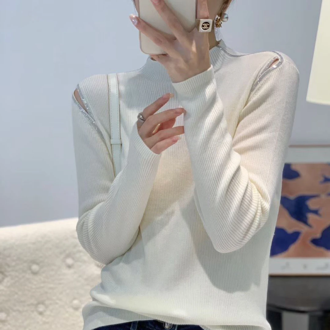 冬季半高领时尚羊毛打底衫高领长袖网红修身百搭
