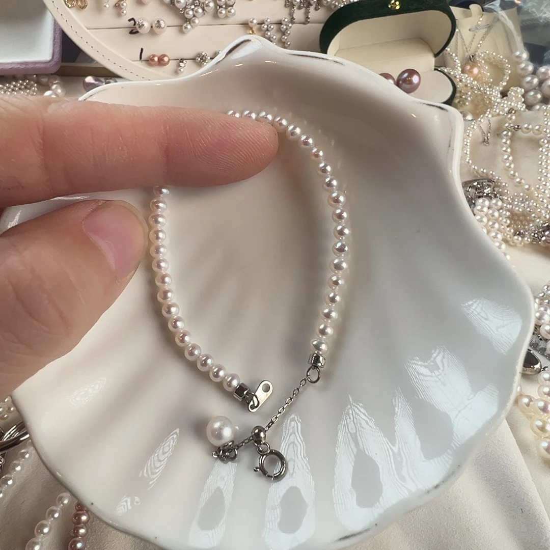 手绳银S925镶嵌淡水珍珠