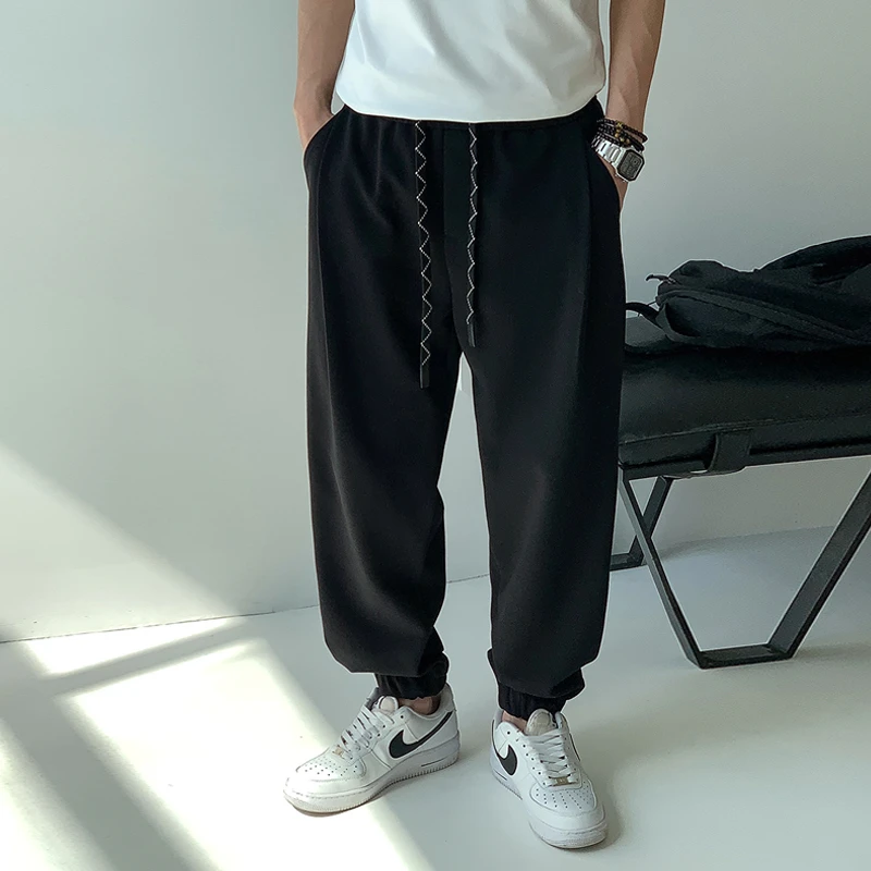 徐太浪条纹抽绳松紧腰卫裤男2025新款春季宽松休闲束脚运动裤长裤