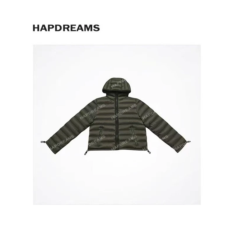 排骨鹅 连帽拉链短款绗缝鹅抽绳调节短外套