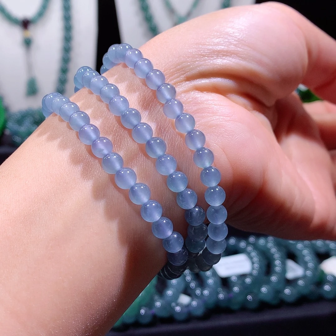 翡翠未镶嵌手链天然a货翡翠项链5.5mm