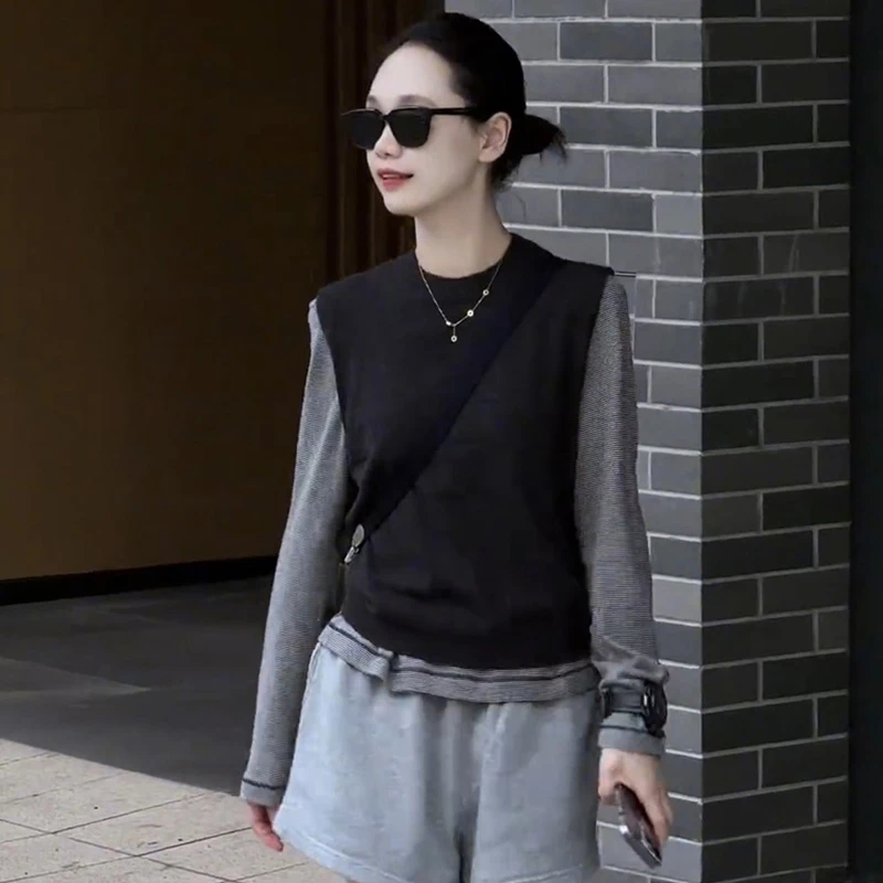 大码黑色圆领针织无袖马甲女2025年秋季新款时尚潮流日常百搭减龄