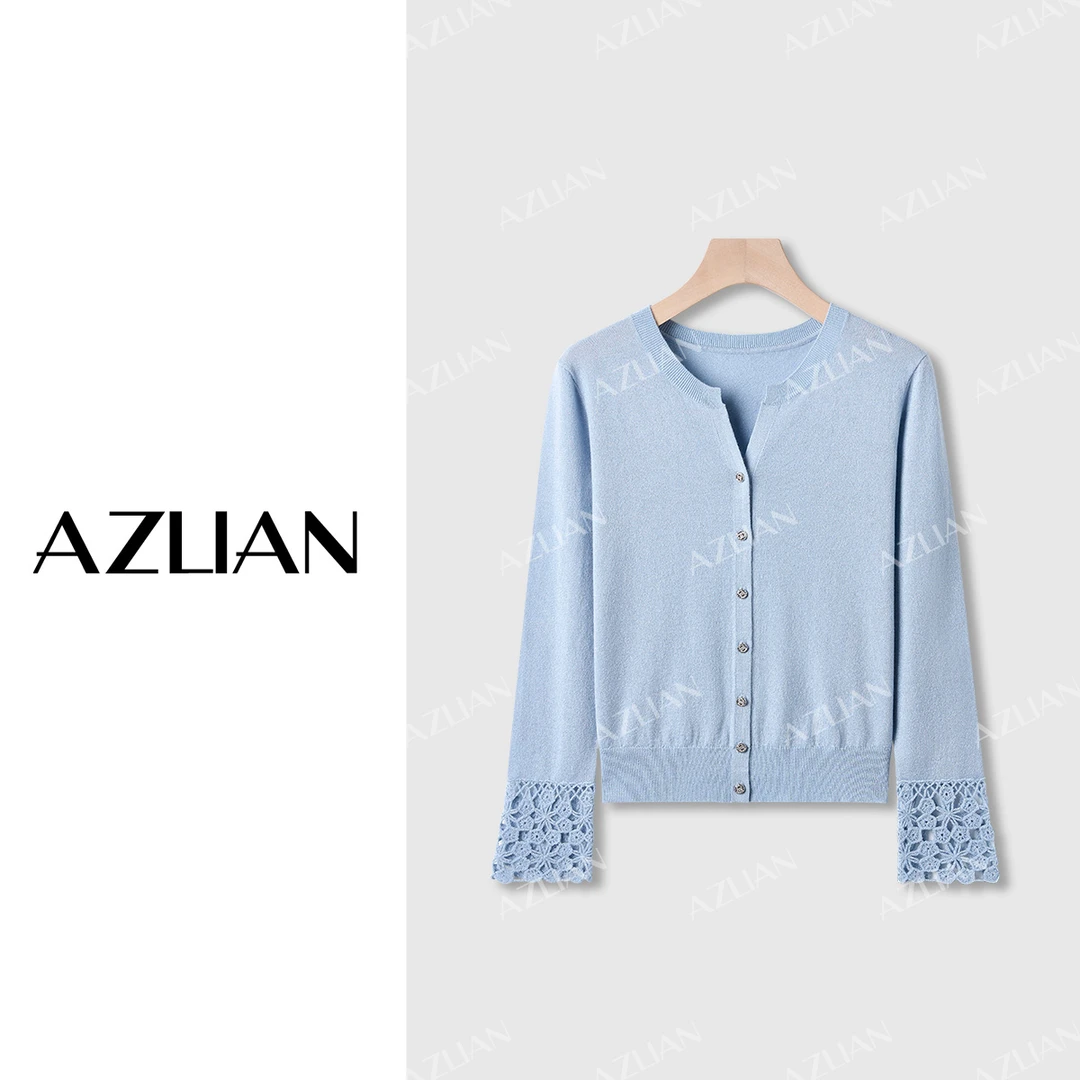 【悦悦定制】时尚减龄空调防晒衫女袖口钩花开衫上衣 PX-1865