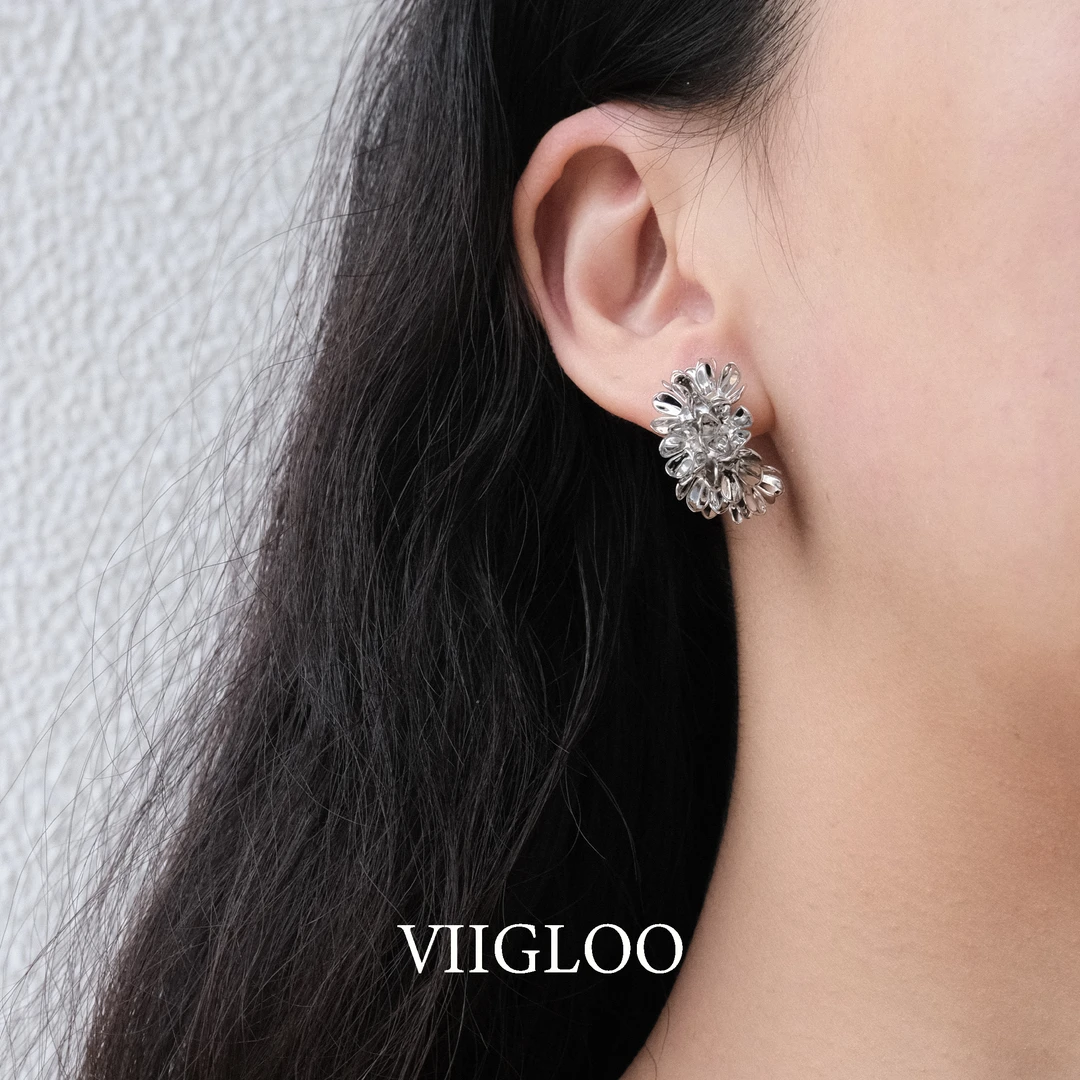 ⅦGLOO柒光｜暮光之森耳环-轻奢气质堆叠富贵花C型耳饰小众百搭