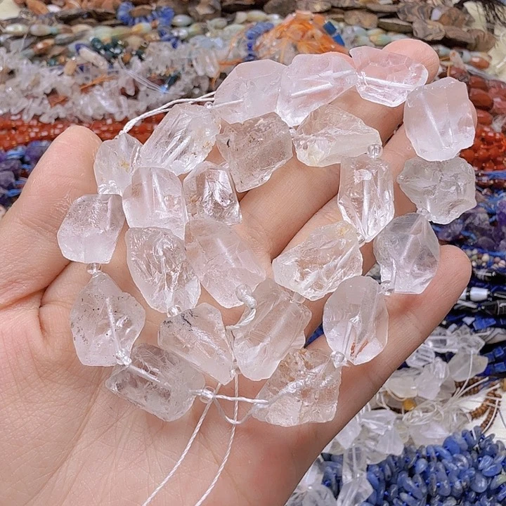 水晶珠宝半成品未镶嵌风****白水晶原石一条