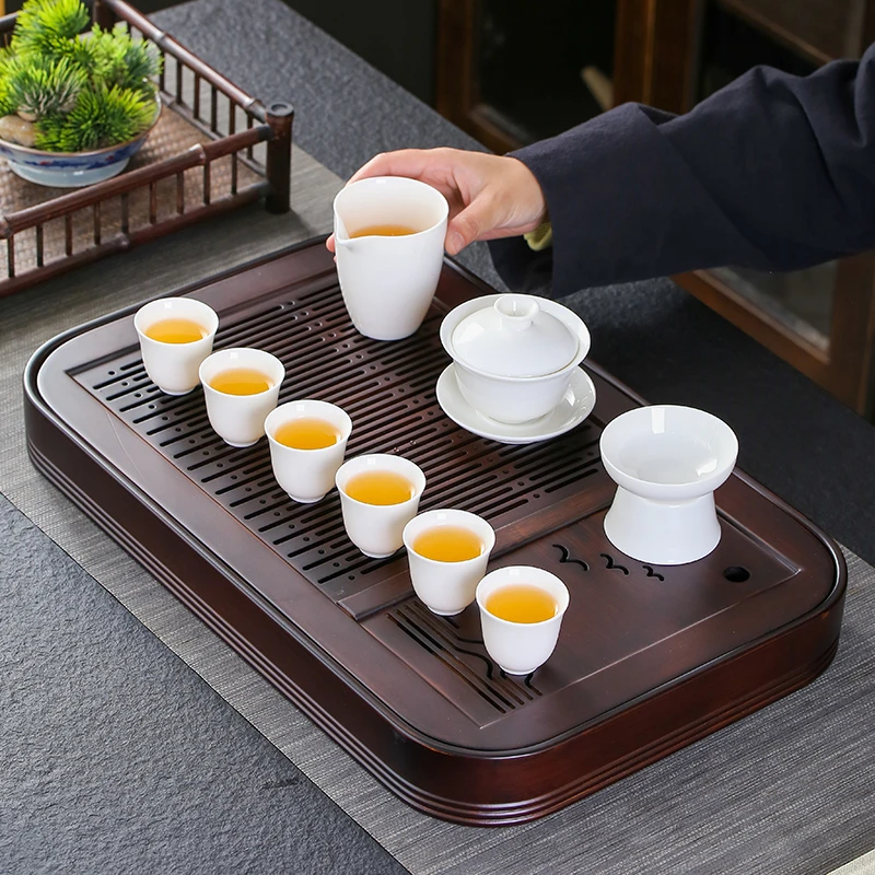 胡桃色楠竹茶语盛水茶盘