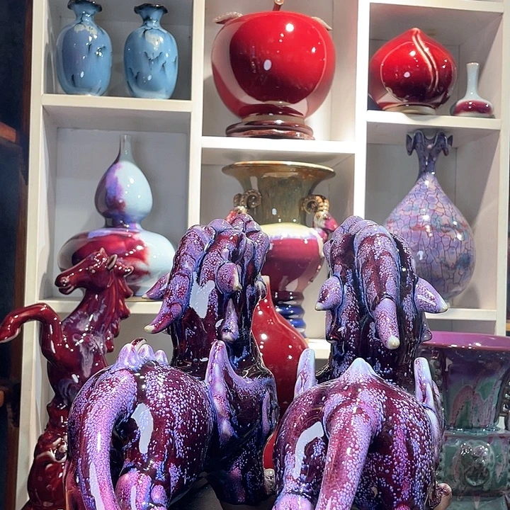 家***金摆件钧瓷无双窑变无对