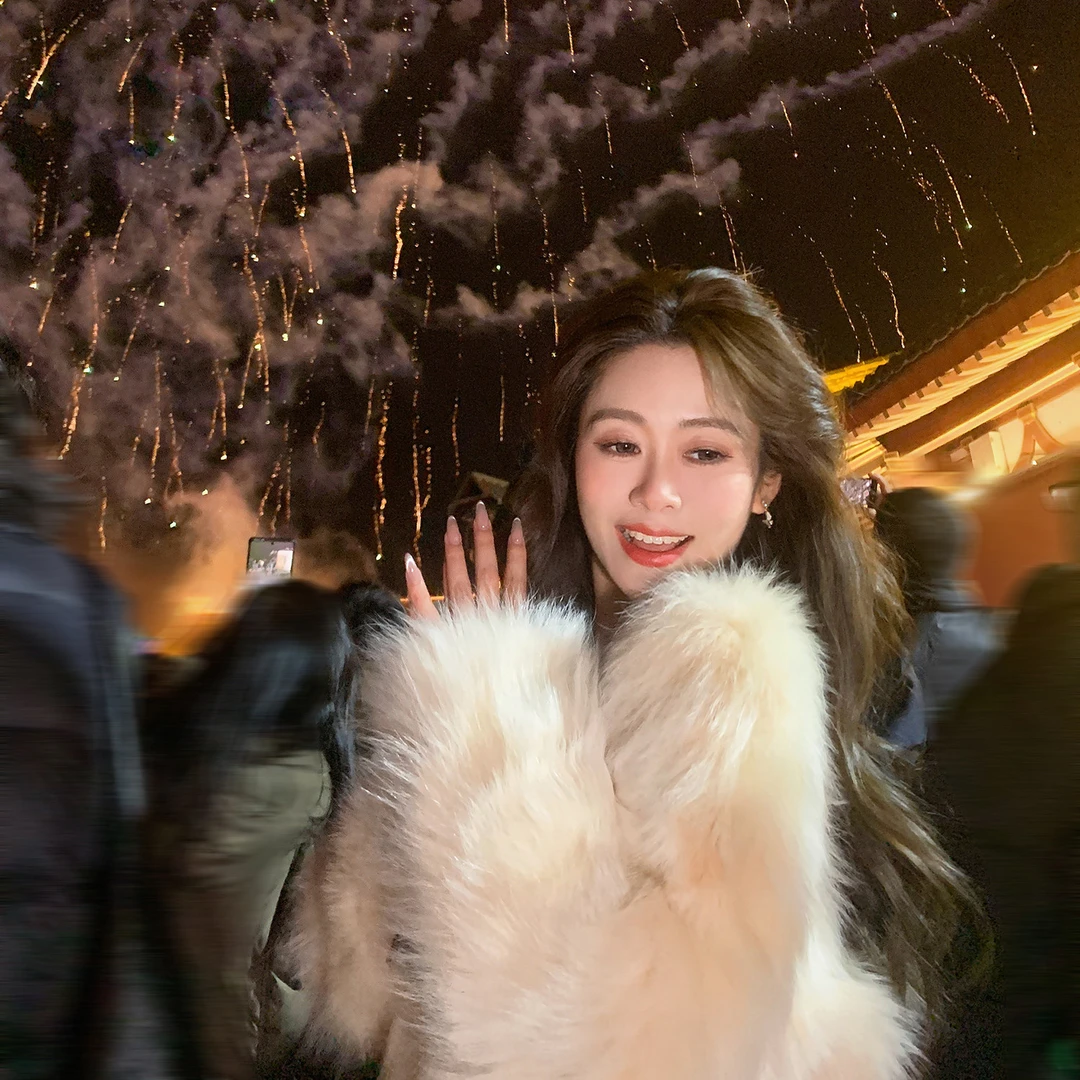 果果家  冬季韩版时尚百搭貉子毛外套2026晕染氛围感毛绒外套女