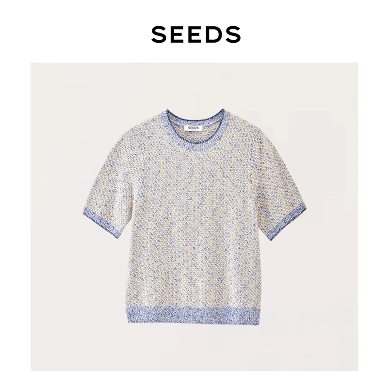 【代名词】SEEDS 康赛妮&UPW BCI竹节棉 香风油画感通勤针织上衣