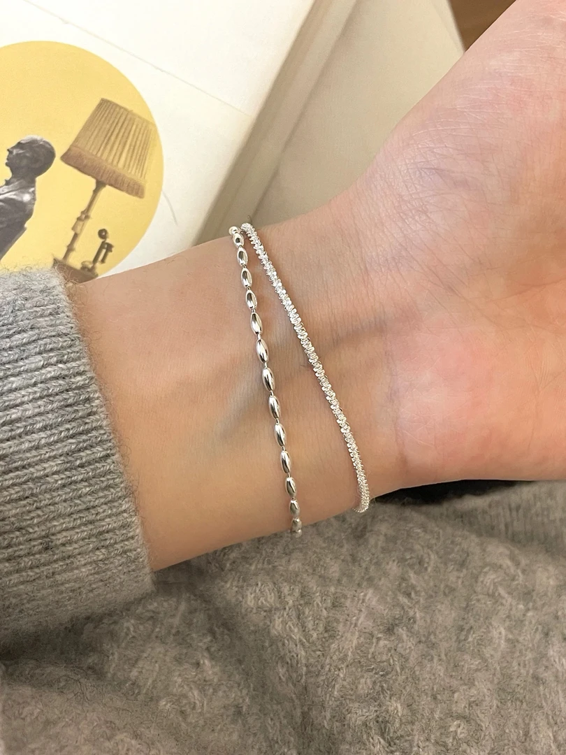 合金手链 925满天星双层设计波光粼粼米粒女手链ins