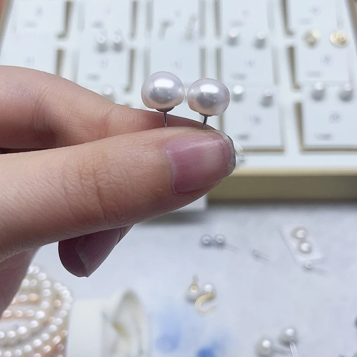 淡水珍珠耳饰银S925镶嵌T****艳