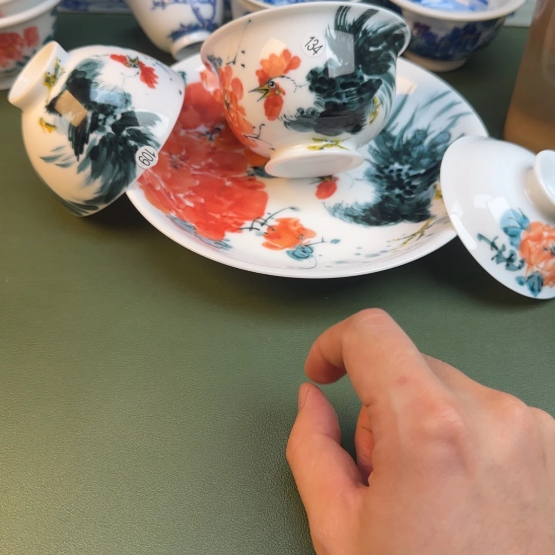 彦祖纯手工手绘茶具