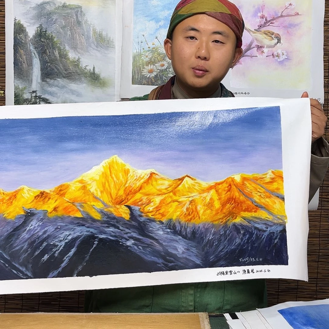油画行路人小院绘画作品竞拍