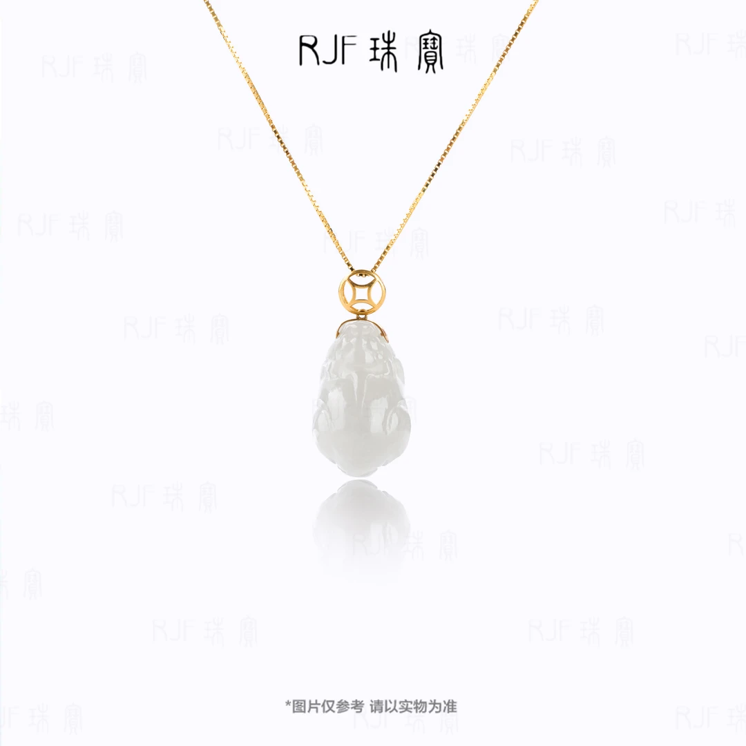 RJF【财莱浅棠】金镶嵌天然烟紫招财貔貅气质雕刻设计挂件