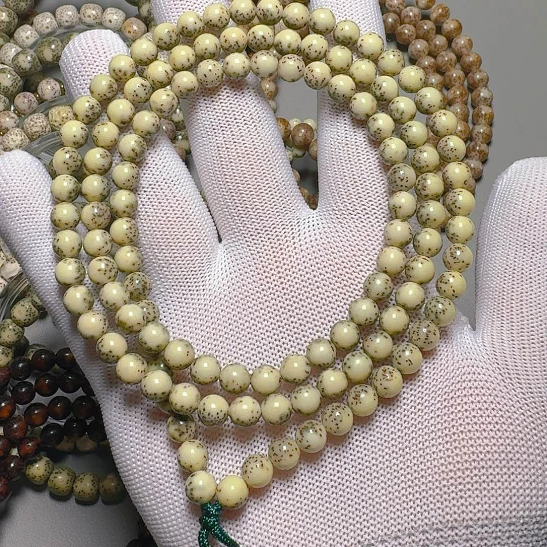 S***L手串星月菩提原生态石玉料卡7圆珠留白脖挂