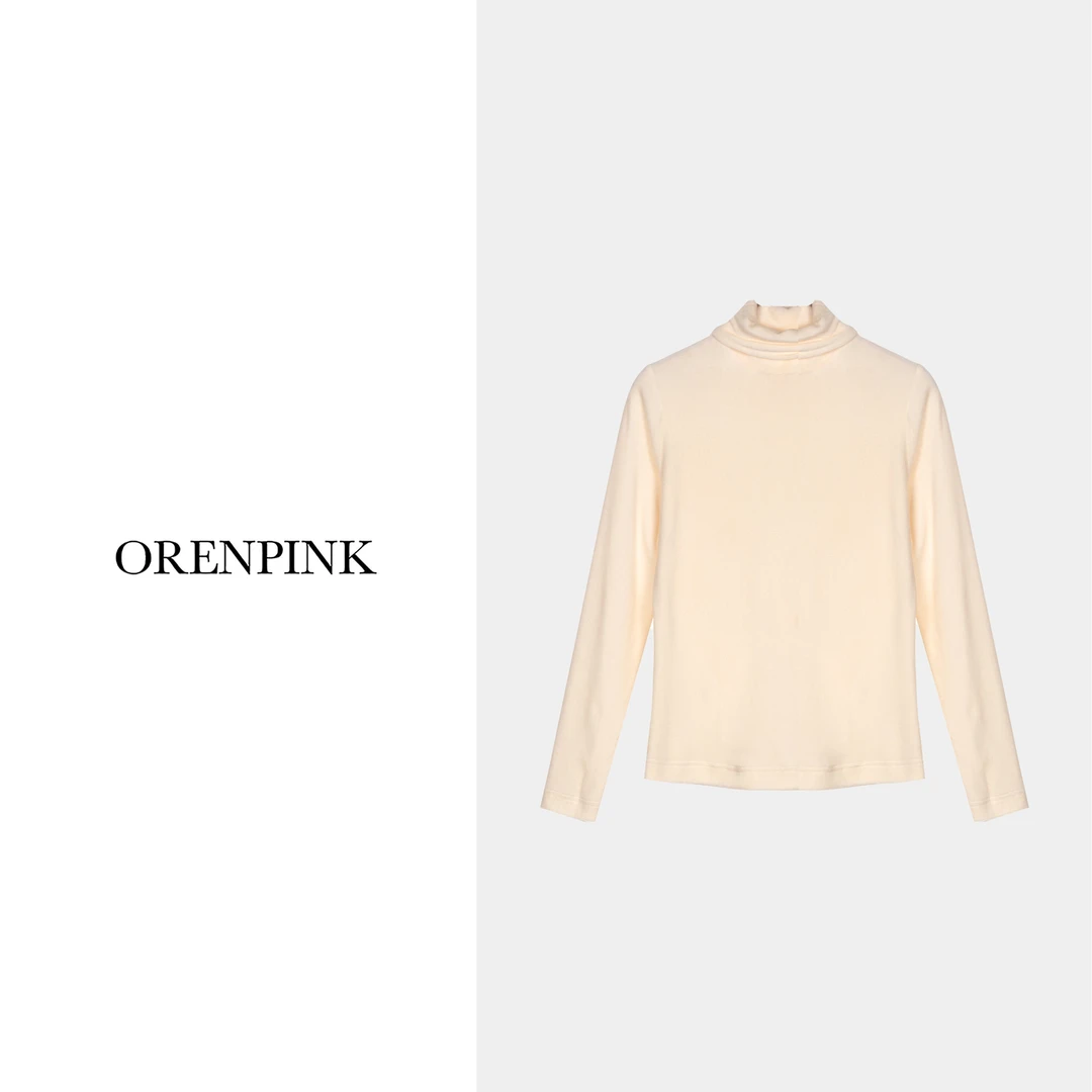 OREN PINK/奥粉25年新款早春款法式时尚气质丝绒柔软女装打底衫