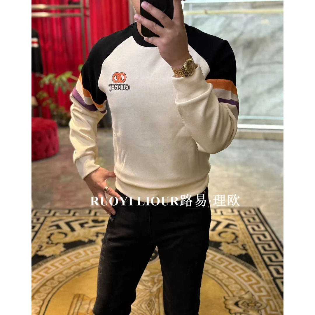 【路易理欧】潮流男欧货时尚简约拼接风设计秋冬卫衣2156