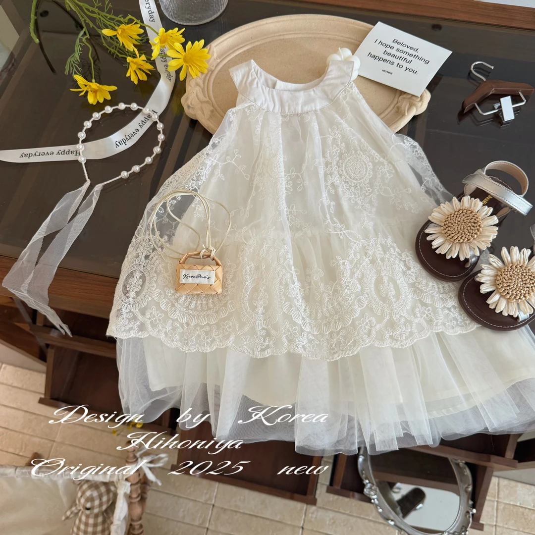 【月光童话】三Hihoniya~2025夏季欧若风宝宝纯色韩版裙子