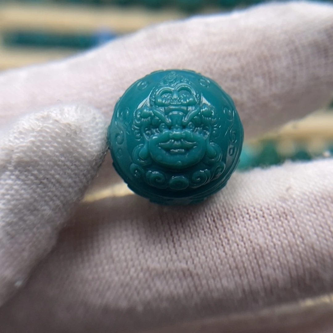 绿松石未镶嵌珠宝奇石黄财神15mm