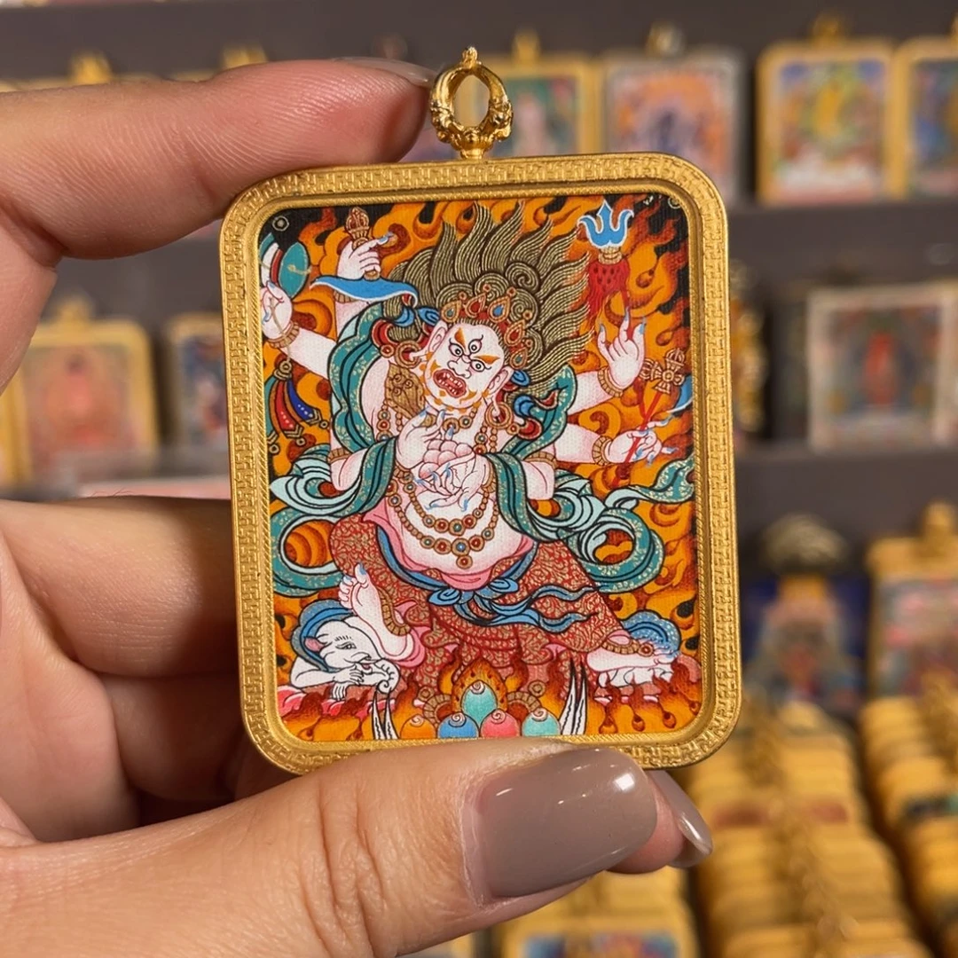 吊坠白六青海热贡唐卡