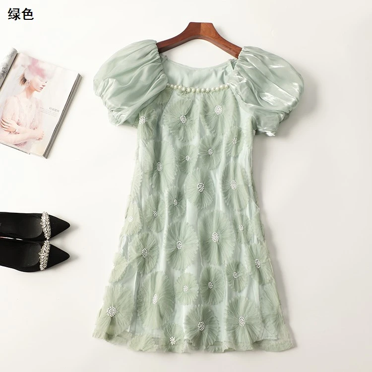 245224春长款短袖V领连衣裙