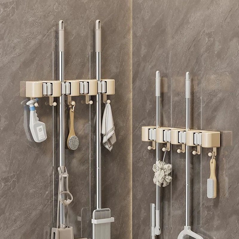 免打孔拖把架壁挂式多功能收纳神器卫生间浴室强力固定